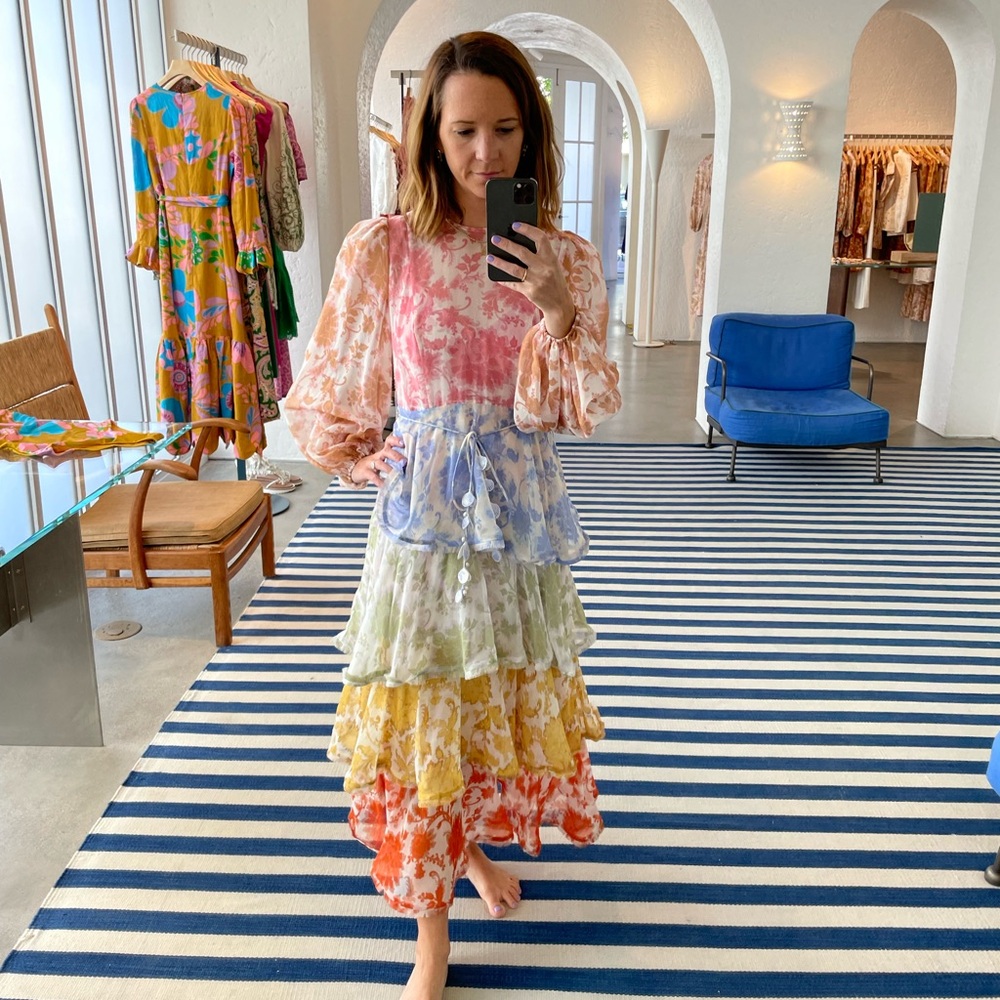 Zimmermann Postcard Flounce Midi Dress